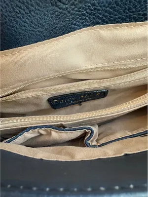 Darcy Marks London Blue Faux Leather Backpack Purse with Top Handle and Flap thumbnail 4