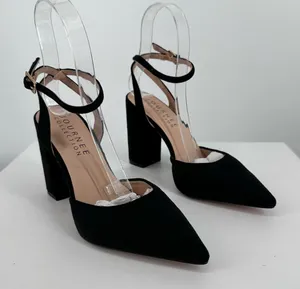 Journee Tyyra Ankle Strap Pump in Black size 6 Block Heel Pointed Toe thumbnail 1