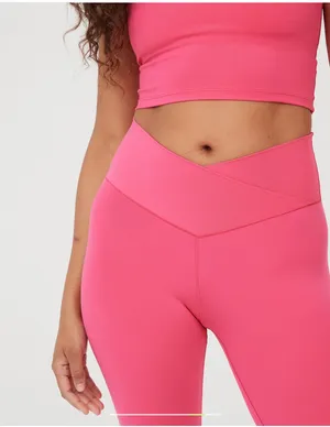 OFFLINE By Aerie Solar Pink Real Me High Waisted Crossover Legging Size XS Short thumbnail 8