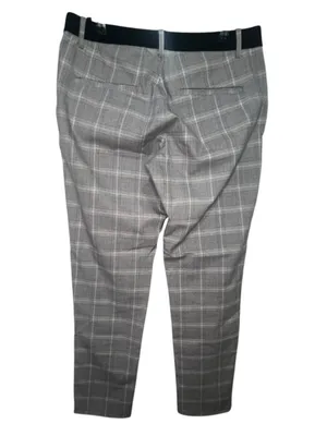Zara Grey And White Stretchy Plaid Professional Office Tapered Ankle Trousers thumbnail 5