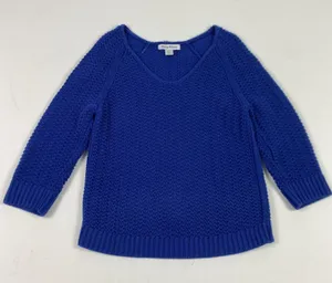 Tommy Bahama Sweater Womens Small Blue V Neck Cotton‎ Rayon Knit Pullover Chunky thumbnail 1