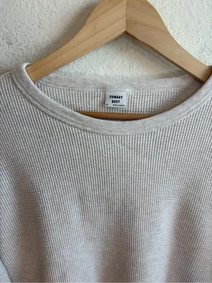 Aritzia Sunday Best waffle knit thermal crop top size medium thumbnail 3