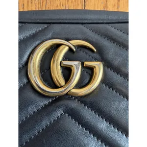 Gucci Crossbody Bag Womens Small Black Leather GG Marmont Camera Made In Italy thumbnail 2