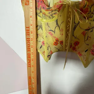 Out From Under Urban Outfitters Yellow Floral Bustier Corset Top Small thumbnail 6