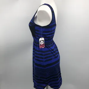 Roxy sleeveless black blue striped tank dress thumbnail 4