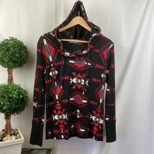 Ralph Lauren Black & Red Tribal Print Long Sleeve Hoody Sweater L thumbnail 3