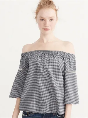 Abercrombie & Fitch Off the Shoulder Gingham Top thumbnail 1