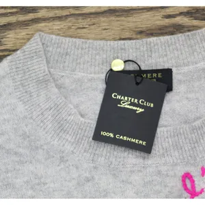 NWT Charter Club Women's Cashmere L'Amour Embroidered Crewneck Sweater Gray M thumbnail 9