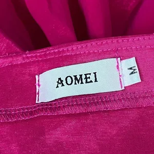 AOMEI Fuchsia Satin Oversized Bow Dress M Off Shoulder Cocktail Party Barbiecore thumbnail 3