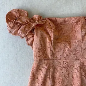 Hello Molly Lace Mini Dress Womens Size 4 Peach Coral Ruffle Off Shoulder Floral thumbnail 13