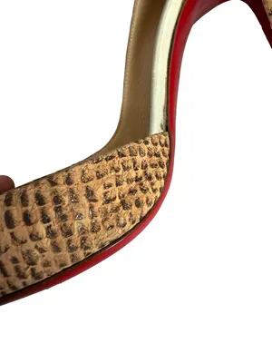 Christian Louboutin Iriza Tan Brown Python Embossed Pointed Toe D Size 7 Women's thumbnail 11