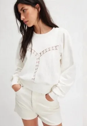 NWT FREE PEOPLE Sweet Nashville Sweatshirt in‎ Ivory NWT $128 thumbnail 1