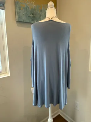 Light Blue Sleeveless Cold Shoulder Top With Necklace 2X Boho Hippie Festival thumbnail 3