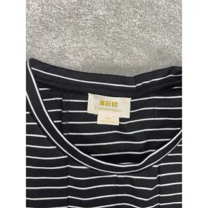 Maeve Anthropologie Corset Peplum Top Black White Stripe‎ Puff Sleeve Size Small thumbnail 4