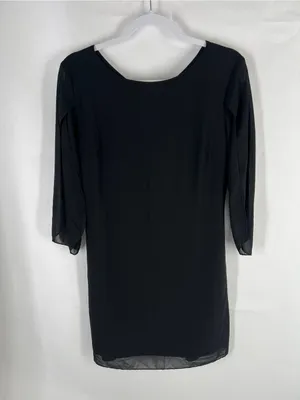Grace Karin Black Chiffon Split Sleeve Shift Dress Size S NWT thumbnail 2