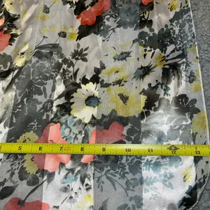 Vintage Silk Feel Scarf Korea Rectangular Floral Sage Yellow Peach 13.5 X 57 in thumbnail 10