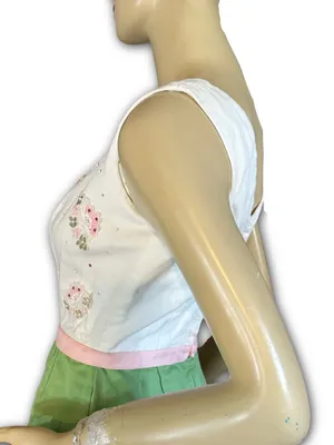 Vintage 1960'S Green, White & Pink Floral Print Sheath/Wiggle Dress (Xs) thumbnail 9