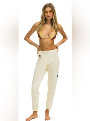 Aviator Nation Lightning Bolt Jogger Sweatpants vintage white Size L thumbnail 2