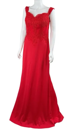 May Queen Couture Sleeveless Lace Detailing High Slit‎ Prom Evening Dress 12 thumbnail 1