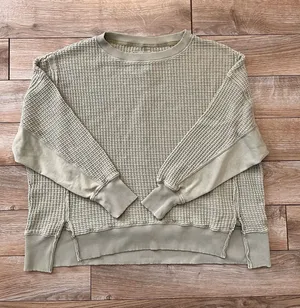 American eagle waffle knit long sleeve top thumbnail 1
