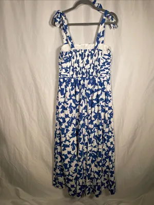 Abercrombie & Fitch Womens Emerson Maxi Dress Blue White Medium Tall thumbnail 6