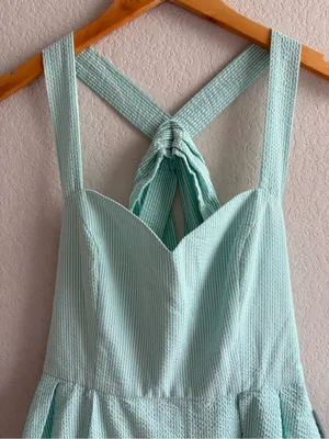 Lauren James Livingston Seersucker Green Stripe Dress Size Large NWT thumbnail 3