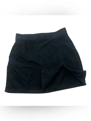 LIONESS The Lola Black Denim Slit Mini Skirt - Size XS thumbnail 2