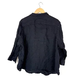 Lauren Ralph lauren black 100% linen button down top thumbnail 3
