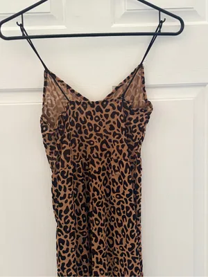 Leopard Print Slip Jumpsuit in Brown thumbnail 5