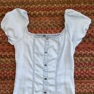 Love Tree Light Blue Faux Button Front Ruched Back Country Western Dress thumbnail 2