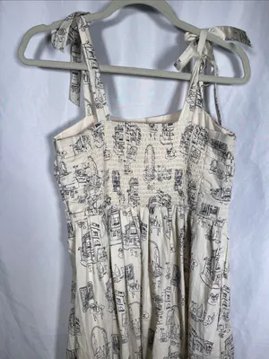 Abercrombie & Fitch Womens Emerson Italy Theme Dress Cream Black Medium thumbnail 5