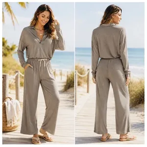 Vuori Lux Intentions Jumpsuit Smoke Heather Grey Womens Medium Travel Comfy thumbnail 2