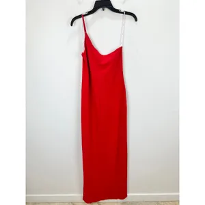 Lulus Keeper of My Heart Red One-Shoulder Maxi Dress Formal Stretch XL NWT thumbnail 8