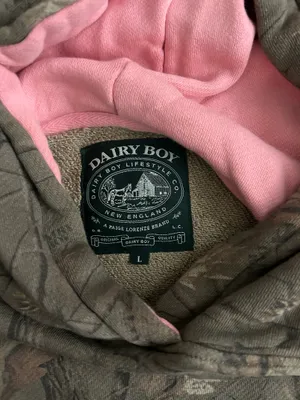 Dairy Boy The Boyfriend Hoodie Evergreen Camo/Pink Appliqué Women's Size Large thumbnail 6