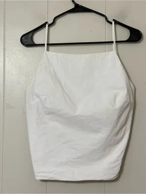 Anthropologie White Open Back Cami Tank Top Size Medium Minimalist Summer Top thumbnail 4