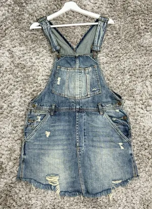 Free People We The Free Women’s Baxter Denim Dress Overall Jumper Grunge Size S thumbnail 1