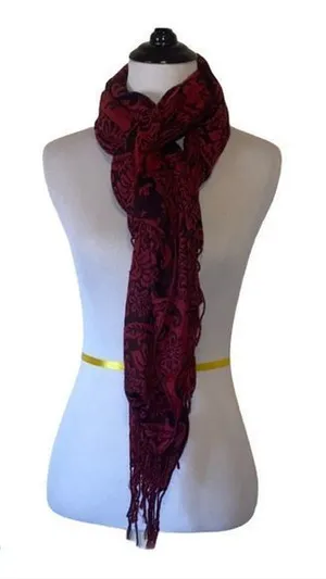 Walmart 5/$30 🎈 Red and black womens multi way‎ floral damask scarf thumbnail 1