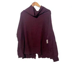 Free People Shirt Women's Small NWT Juicy Cowl Neck Oversized Split Back Wine thumbnail 2