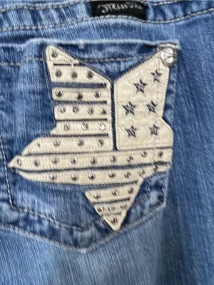 Miss Me bootcut Star-Embellished Jeans Designer Americana 4th of July size 28 thumbnail 5