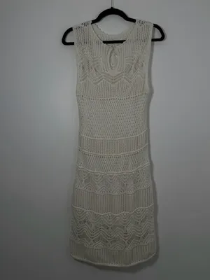 Abercrombie & Fitch Women’s White Crochet Lace Mini Dress Size Large Boho thumbnail 4