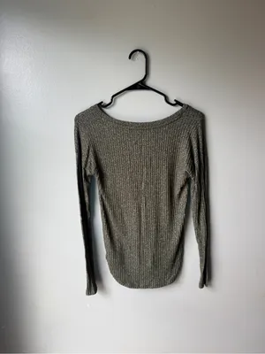 American Eagle Soft & Sexy Ribbed Long Sleeve Top Olive Green XS thumbnail 4