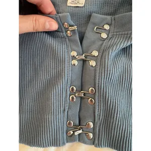 Zara Dusty Blue Crop Top Ribbed Knit Y2K Downtown Girl Balletcore Edgy Casual thumbnail 4