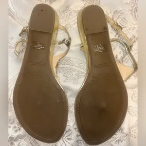 Marc Fisher Giver Gold Embellished T-Strap Thong Sandals Women's thumbnail 4