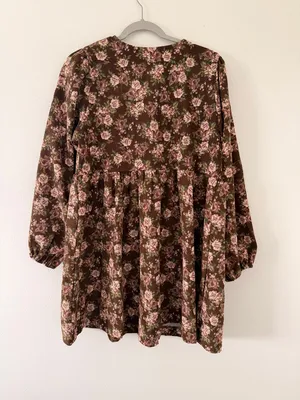 Bohme LovLov Beatrice Corduroy Brown Floral Mini Dress size large thumbnail 8
