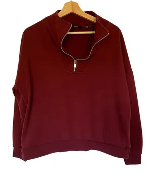 Vero Moda red quarter zip women's size medium pullover sweater‎ fall top casual thumbnail 1