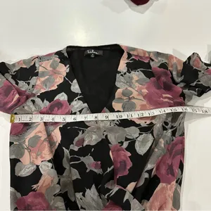 Lulus What’s Bloomin Bell Sleeve Black, Pink & Gray Floral‎ Romper Size S thumbnail 12