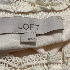 LOFT Cream Lace Yoke Top Small thumbnail 6