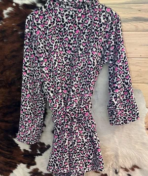 Victoria's Secret Pink and Black Leopard Print Robe thumbnail 4