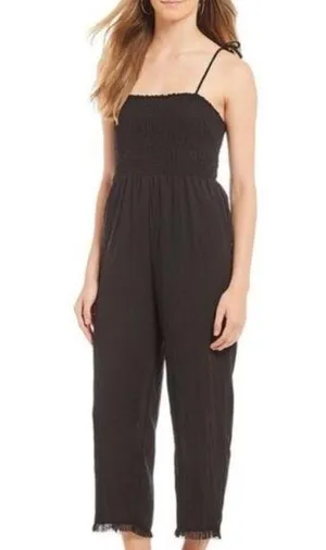 NWT first Monday black distressed hem jumpsuit thumbnail 1