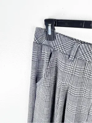 HALARA Gray Plaid Ultra High Rise Wide Leg Pockets Pull On Pants Trousers Large thumbnail 6